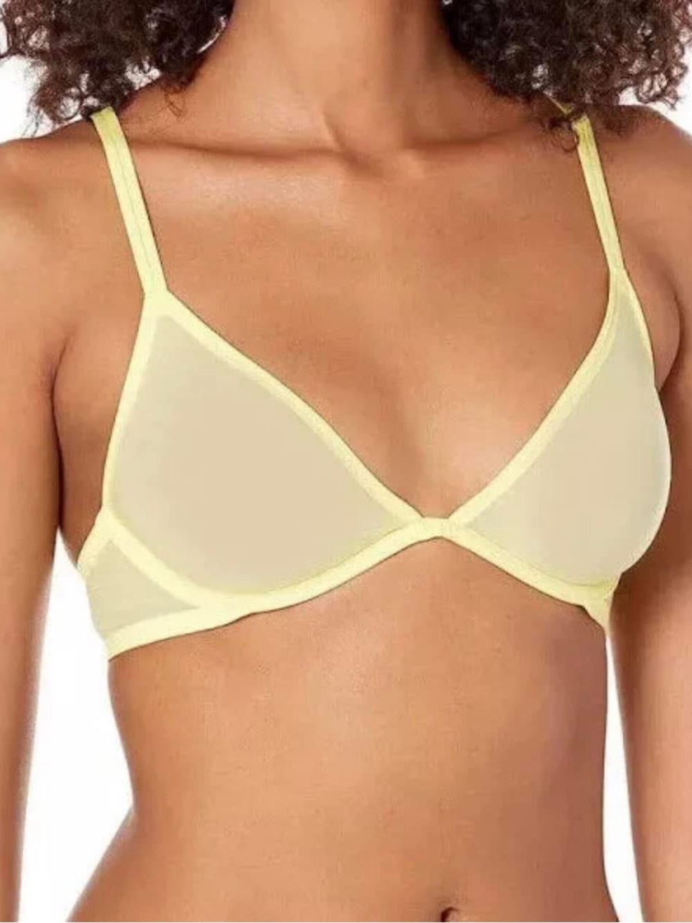 Calvin Klein Sheer Triangle Bralette in Light Yellow